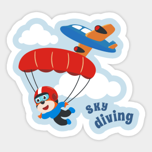 Vector illustration of a cute skydiver. Sticker